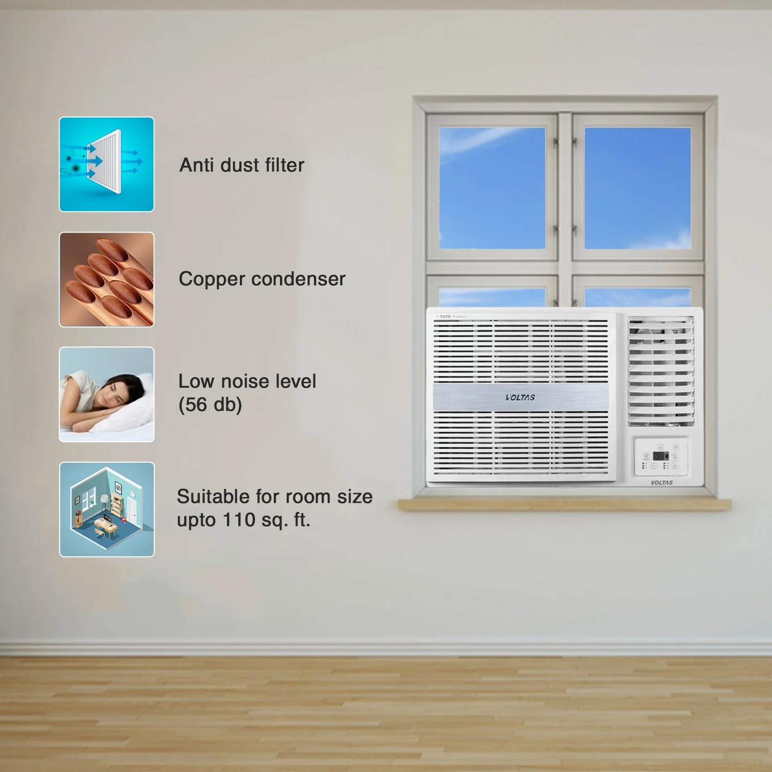 Voltas Adjustable Inverter AC, 1 Ton, 5 star - 125V Vertis Pearl - Image 6