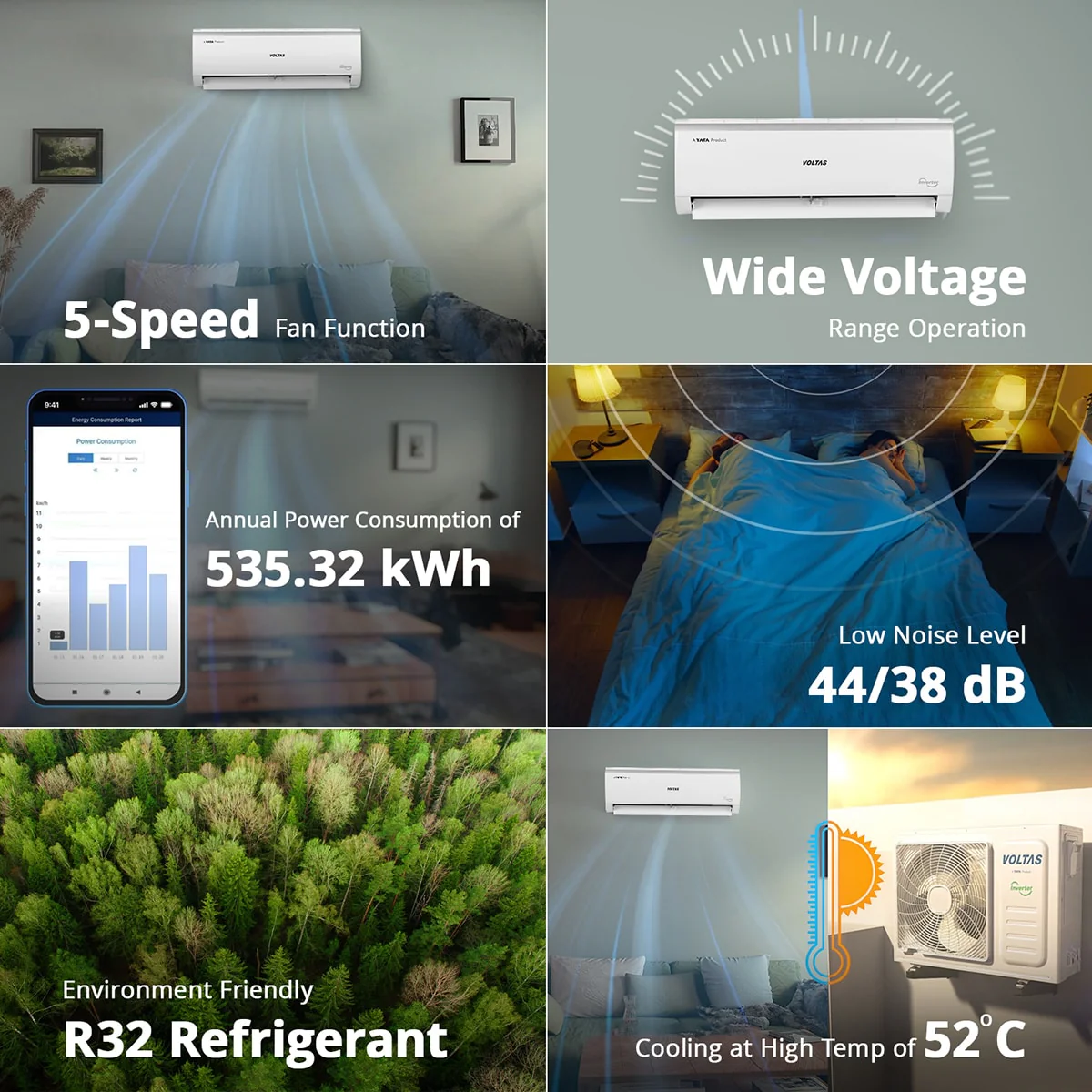 Voltas Adjustable Inverter Split AC, 1 Ton, 5 star- 125V Vectra Elite - Image 8