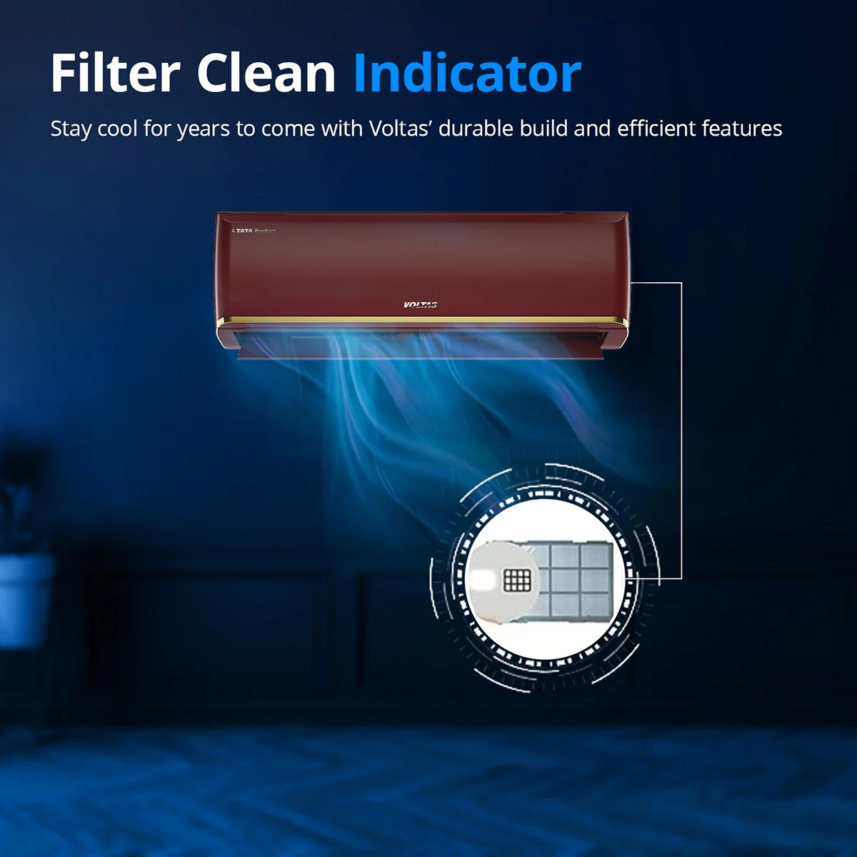 Voltas SmartAir Inverter AC, 1.5 Ton, 3 star - 183V Zen Deep Wine - Image 6