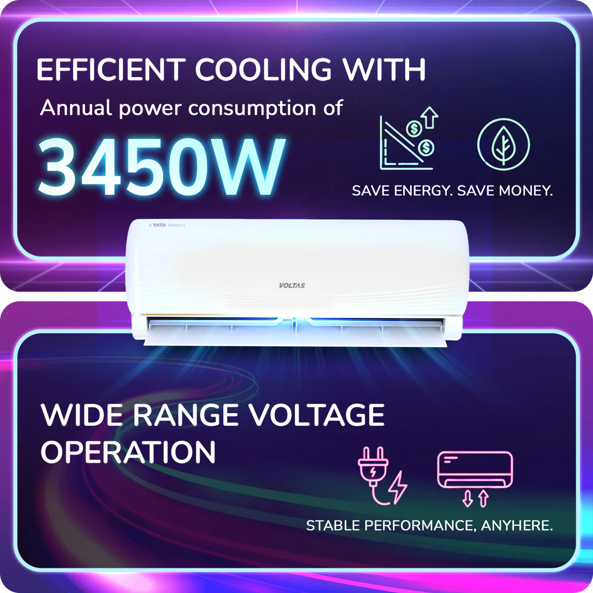 Voltas Split Air Conditioner, 1 Ton, 5 star - 125INV Vertis AI Zest Gold - Image 11