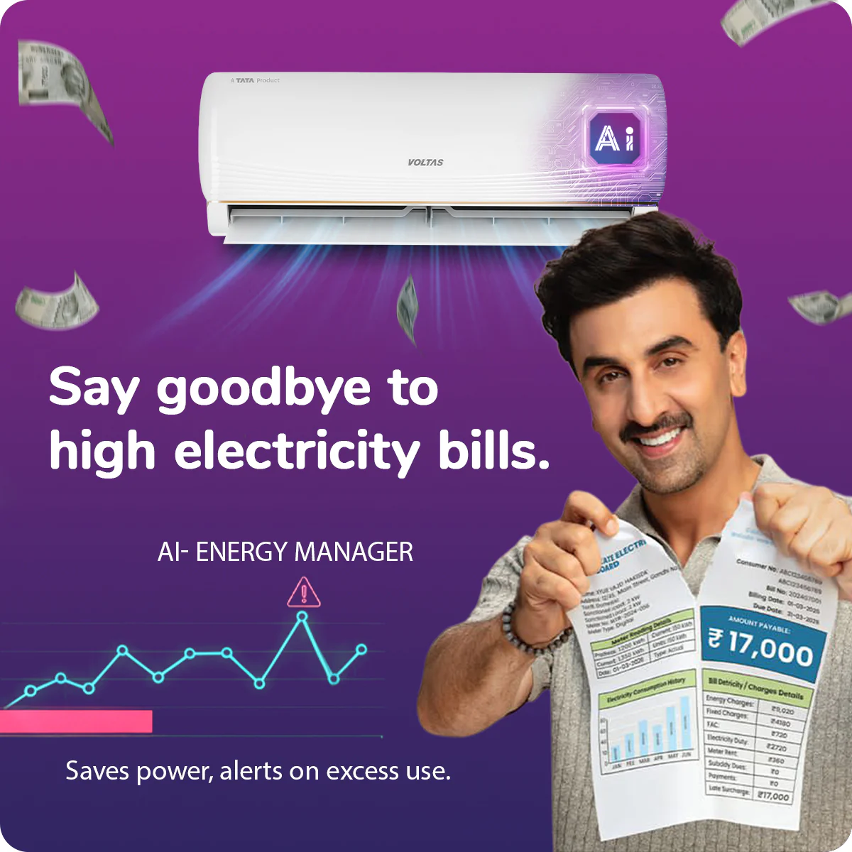 Voltas Split Air Conditioner, 1 Ton, 5 star - 125INV Vertis AI Zest Gold - Image 6