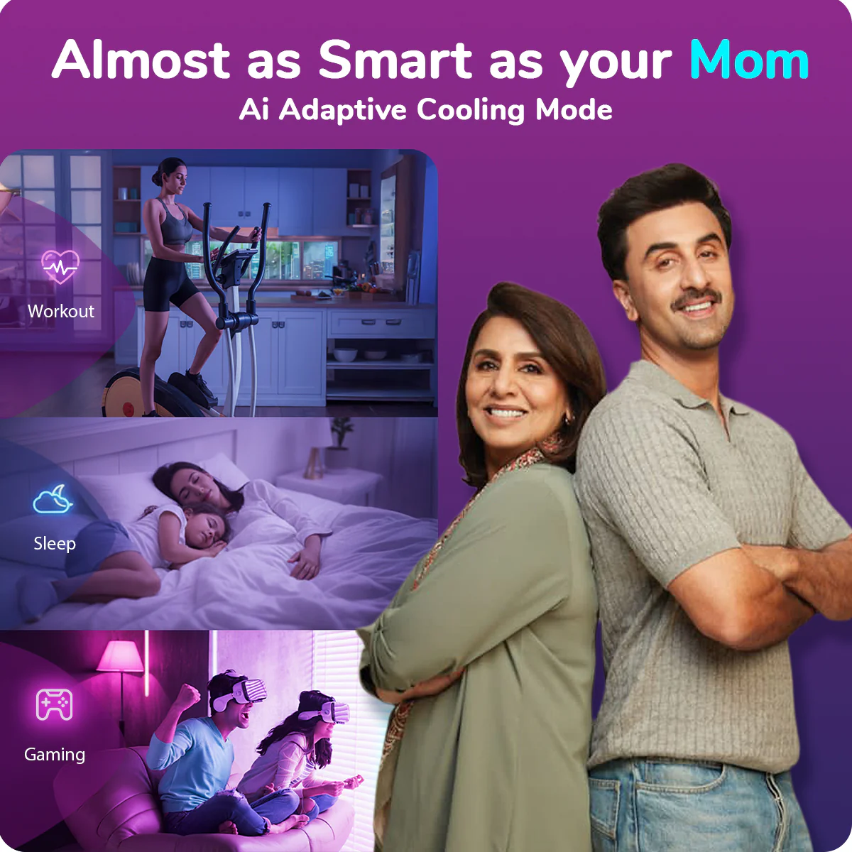 Voltas Split Air Conditioner, 1 Ton, 5 star - 125INV Vertis AI Zest Gold - Image 7